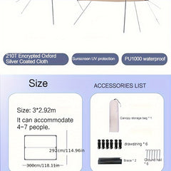 UV Protection Canopy Tent Waterproof Sun Shelters For Camping
