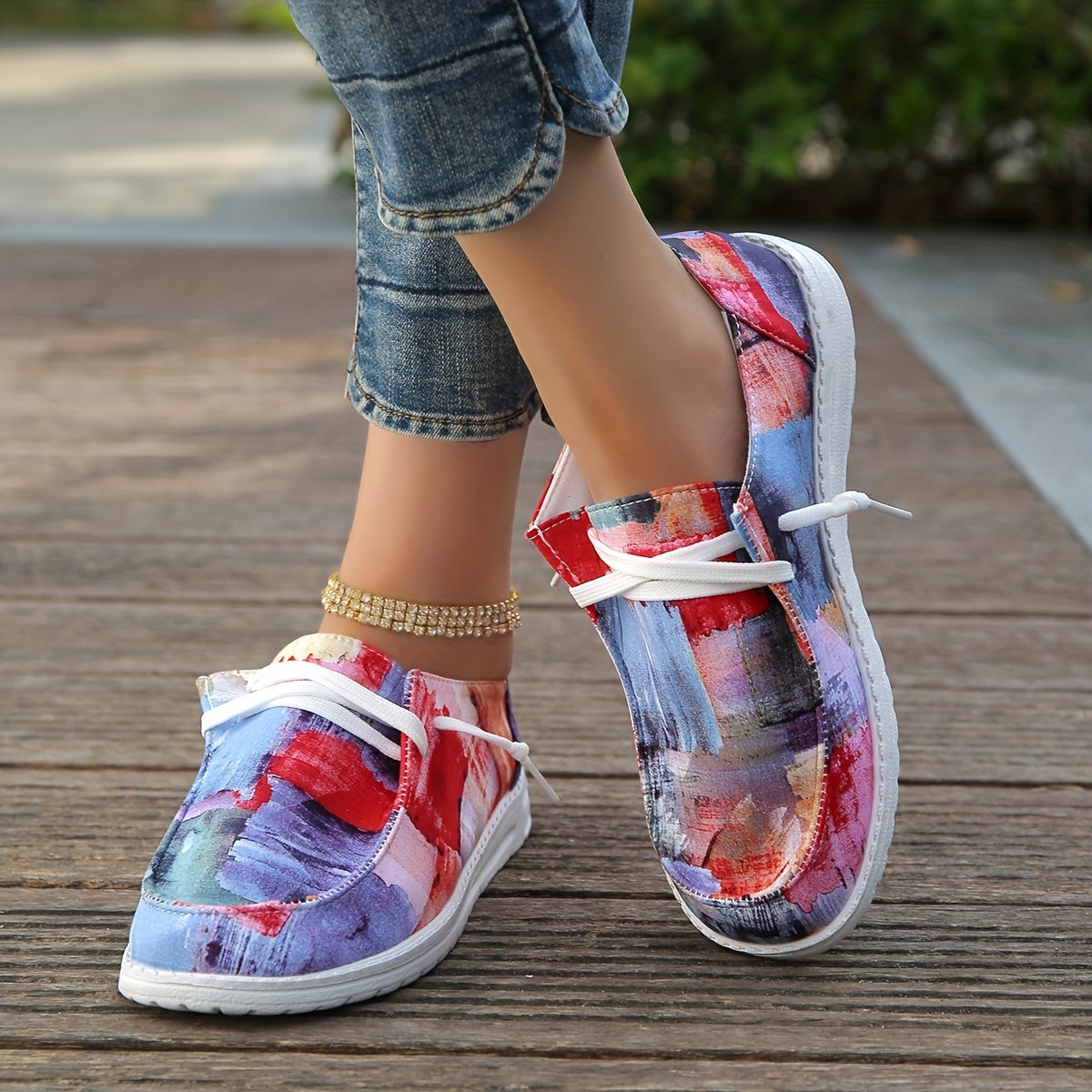 Women's Canvas Lace Up Outdoor Shoes Lightweight Walking Shoes