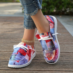 Women's Canvas Lace Up Outdoor Shoes Lightweight Walking Shoes