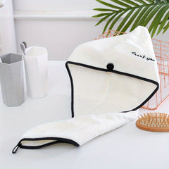 Embroidery Detail Hair Drying Cap Thickened Towel