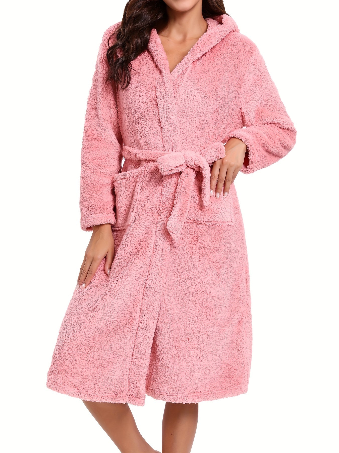 Animal Ear Hooded Fuzzy Lounge Robe Women's Loungewear