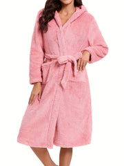 Animal Ear Hooded Fuzzy Lounge Robe Women's Loungewear