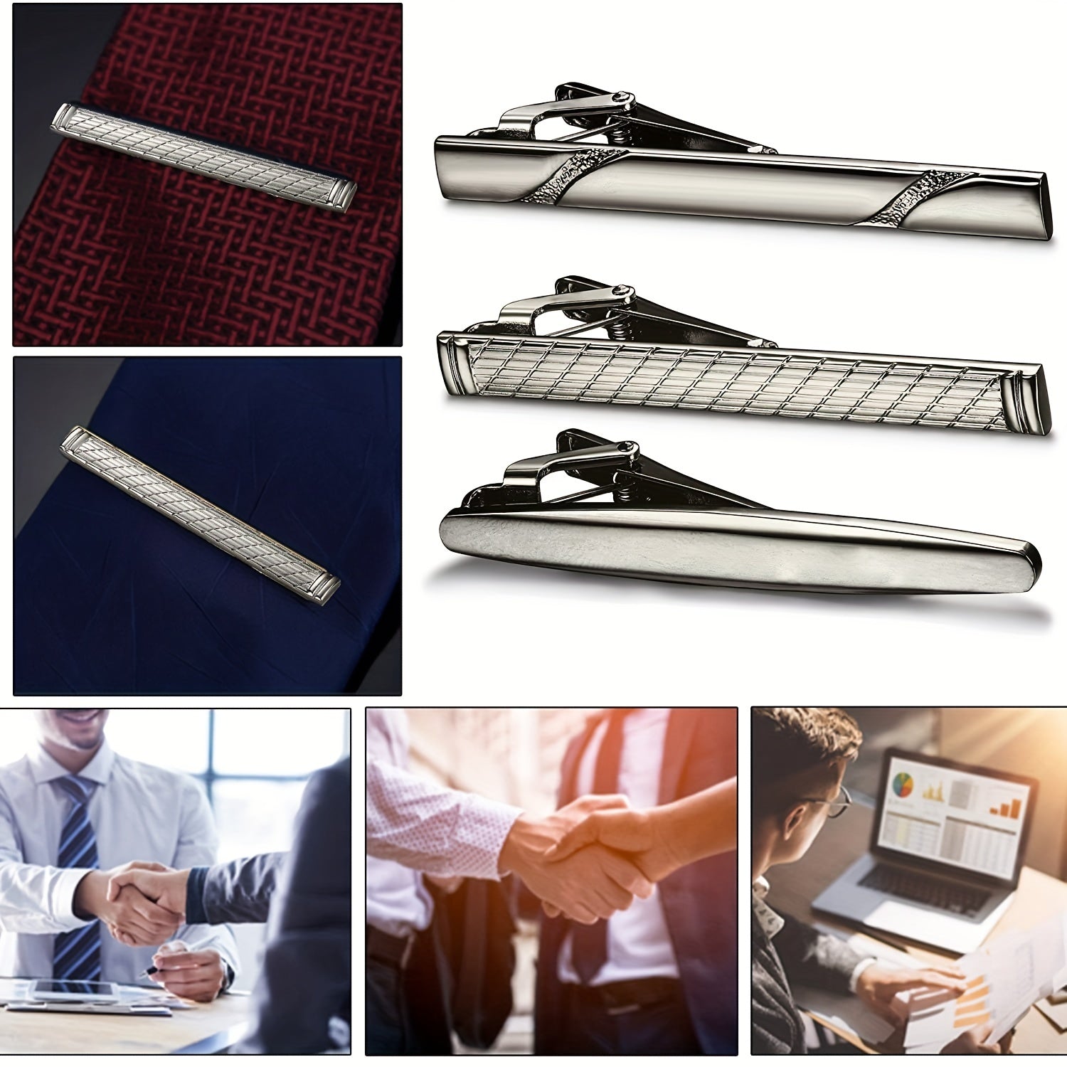 Men's Tie Clips Set for Regular Ties Necktie Business Wedding