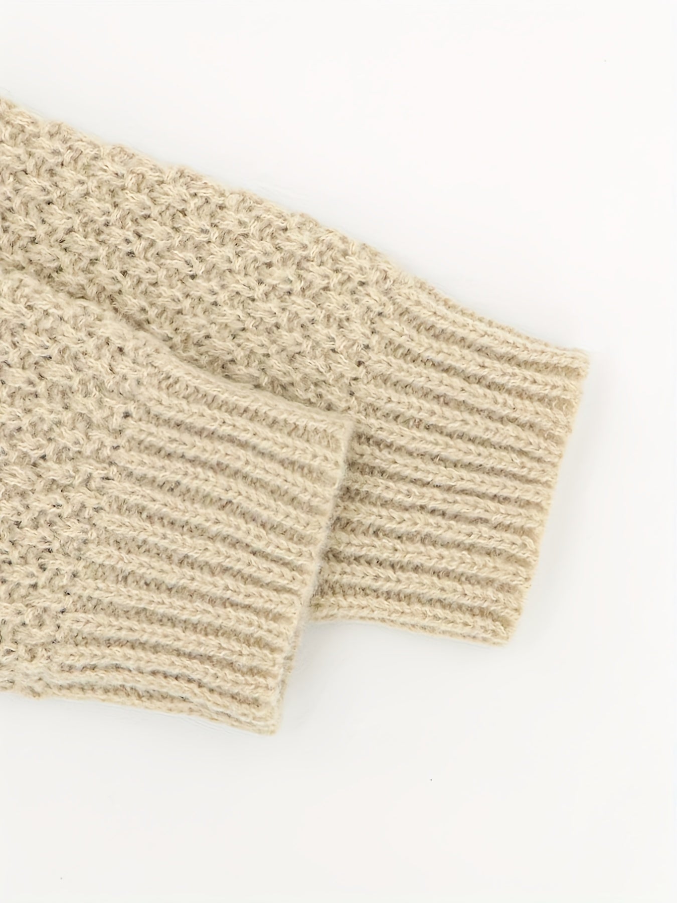 Solid Textured Long Sleeve Round Neck Sweater