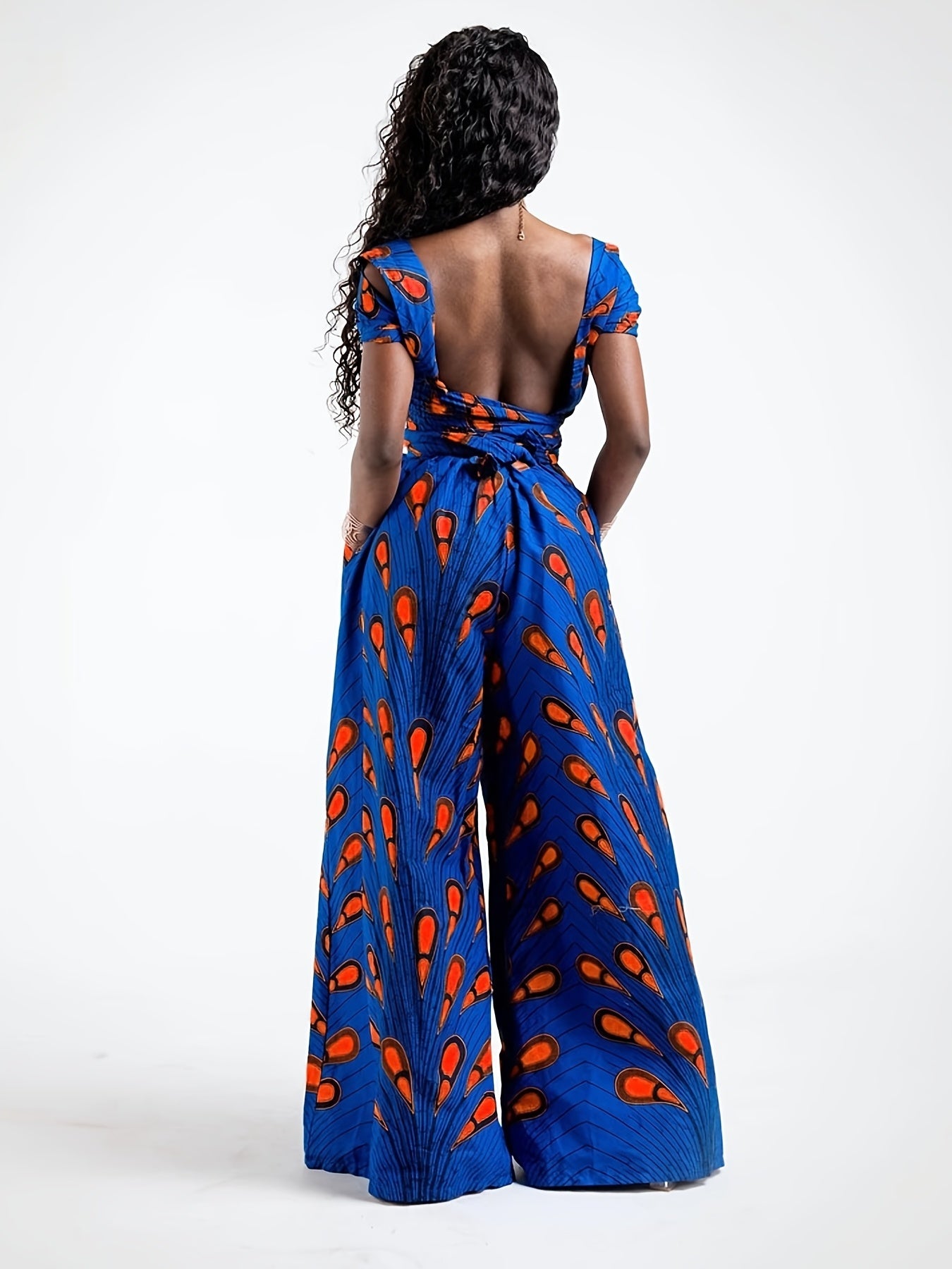 Boho Sleeveless Wide Leg Jumpsuit, Slim Waist, Long Length