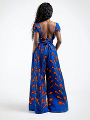 Boho Sleeveless Wide Leg Jumpsuit, Slim Waist, Long Length