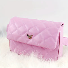 Casual Quilted Square Waist Bag For Girls