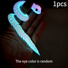 3D Printed Glow in the Dark Snake Statue Flexible Joints Desktop Decoration