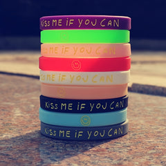 Smiling Face & Letter Silicone Bracelet Rubber Wristband