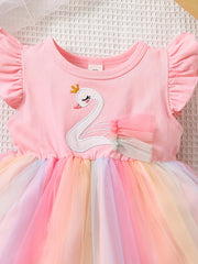 Goose Graphic Mesh Dress for Baby Girls