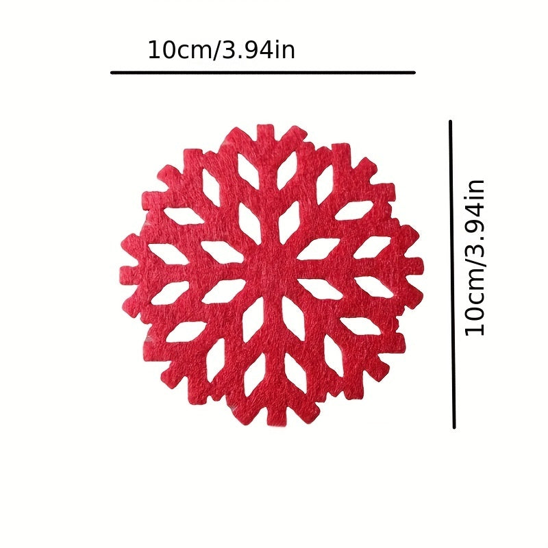 8pcs Round Christmas Mat Snowflake Felt Coaster Placemat