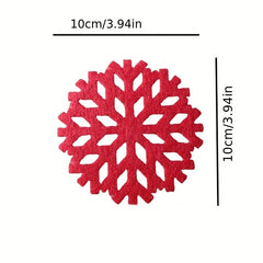 8pcs Round Christmas Mat Snowflake Felt Coaster Placemat