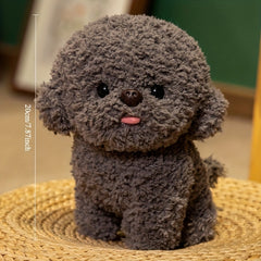 Puppy Plush Toy Soft Fluffy Dog Doll with Expressive Eyes Dark Grey