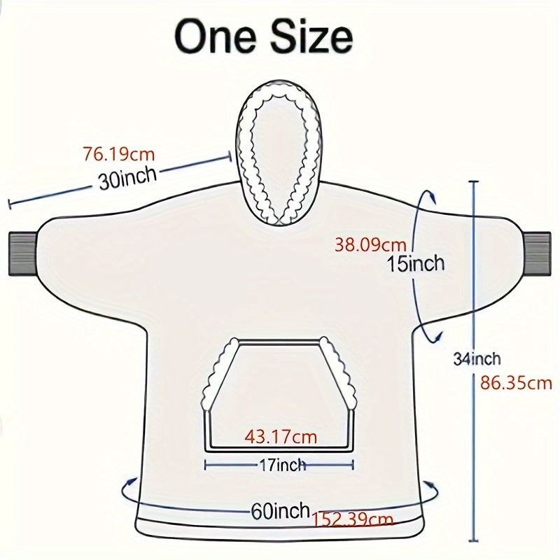 Oversized Hoodie Wearable Blanket Soft Warm Comfortable with Big Pocket