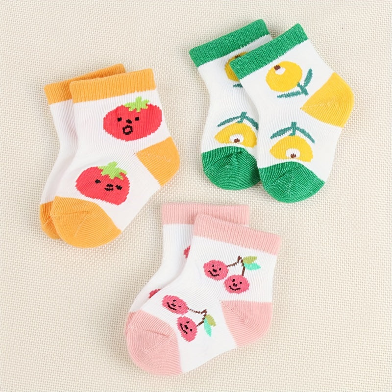 Fruit Jacquard Baby Socks Orange Tomato Cherry Pattern Sweet Socks