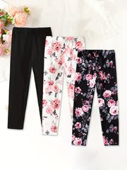 3pcs Toddler Girls Boho Floral Print Ankle Pants Set