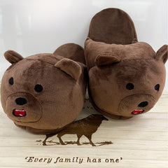 Women's Embroidered Animal Slippers Non-slip Fluffy Slides