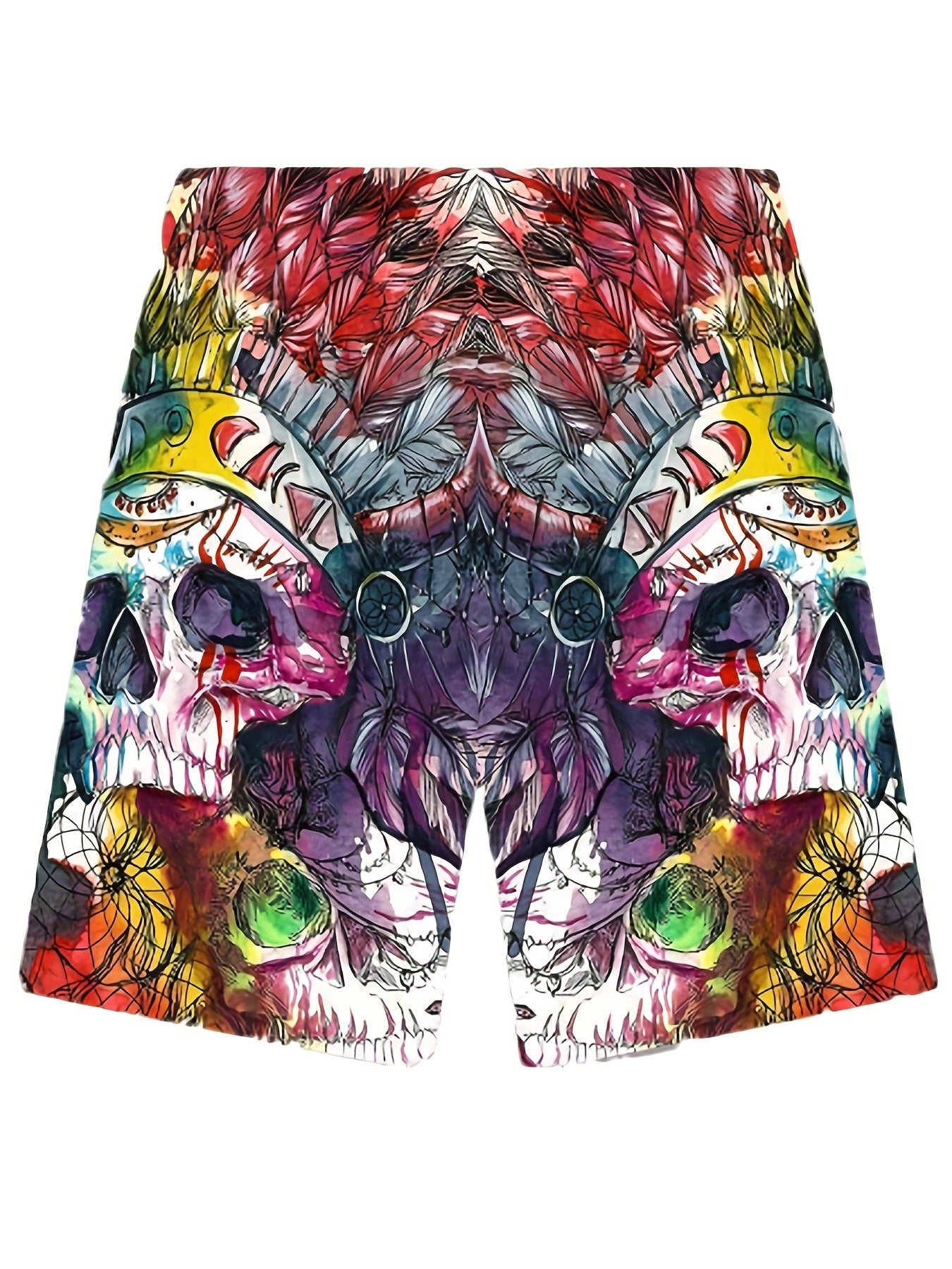 Colorful Skull Graphic Men's Shorts Elastic Waist Summer Outdoor
