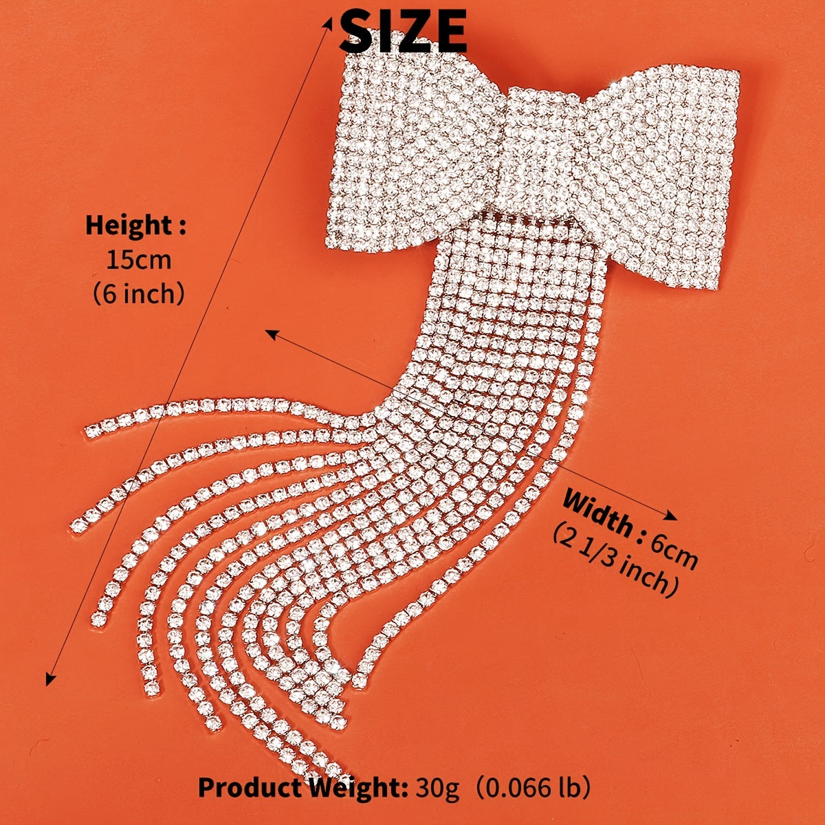 Long Tassel Hair Clip Women's Rhinestone Bow Hair Clip