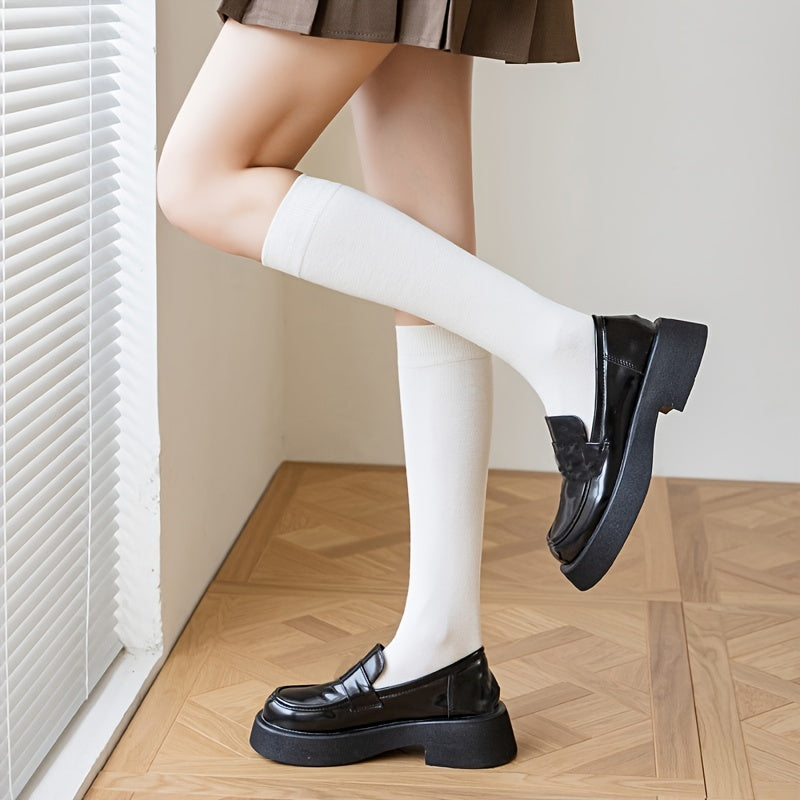 3 Pairs Thick Knee-Length Winter Warm Cotton Blend Socks Women's Stockings
