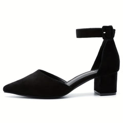 Chunky Heel Buckle Strap Pumps Solid Heels