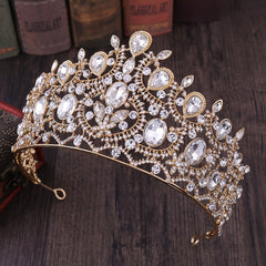 Baroque Large Tiara Leaf Decor Crown Hair Accessories