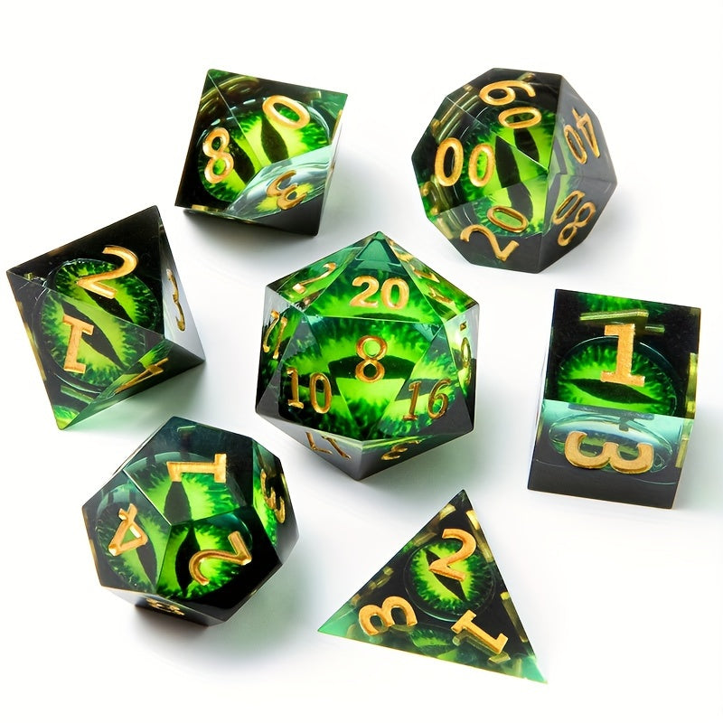 7pcs Green Dragon Eye Dice Set For Board Games