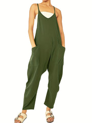 Solid Casual Jumpsuit For Summer & Spring Women's Clothing