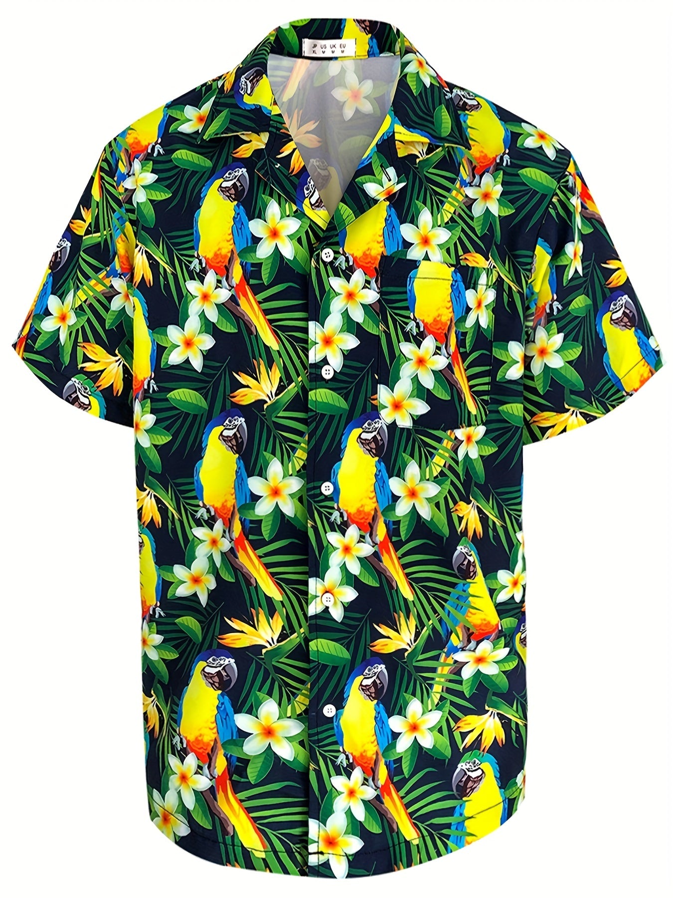 Colorful Parrot Hawaiian Shirt Men s Casual Allover Print Short Sleeve Shirt