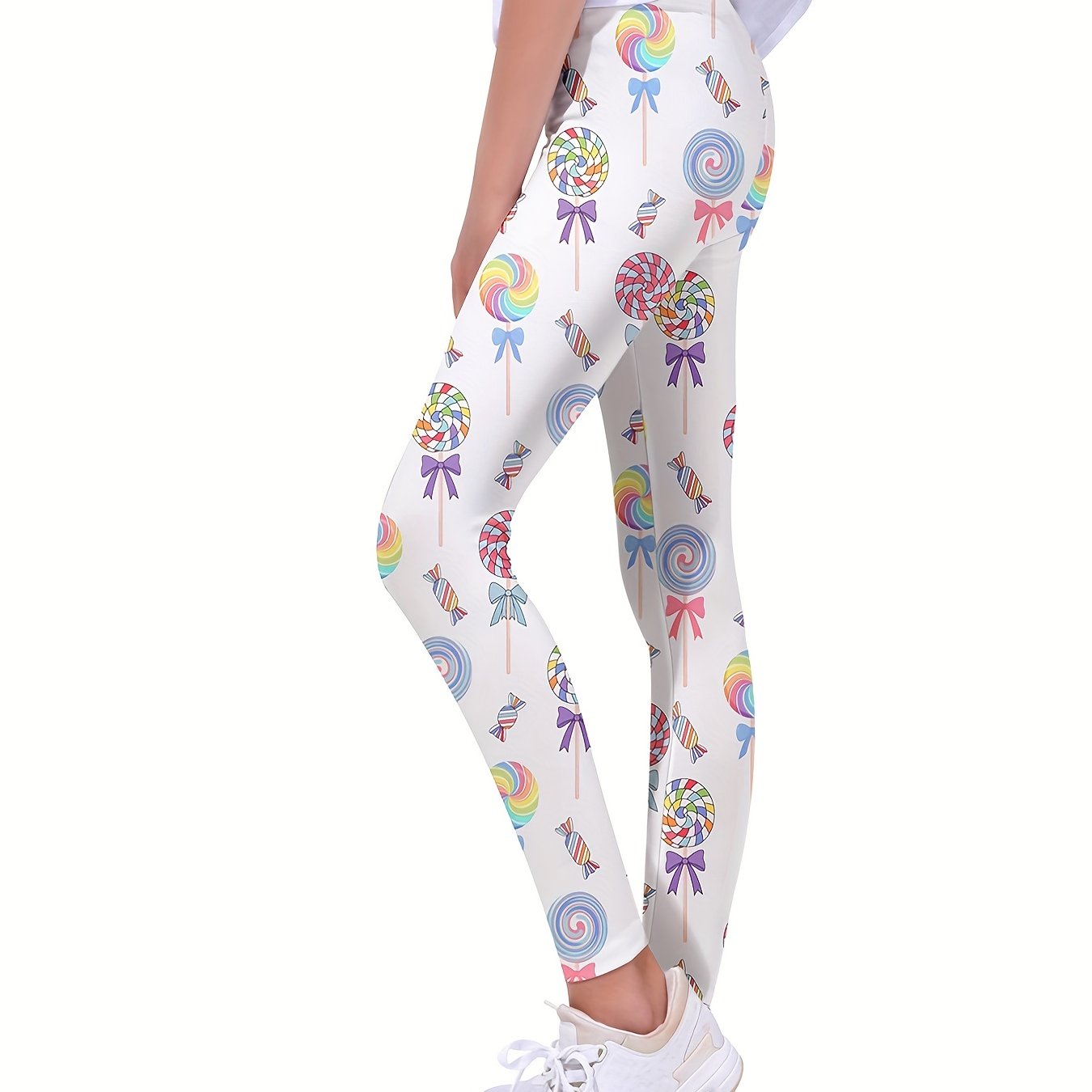 Toddler Girls Lollipop Graphic Athletic Leggings Elastic Waist Yoga Pants