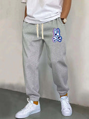 Rabbit Skull Pattern Joggers Men's Street Style Sweatpants