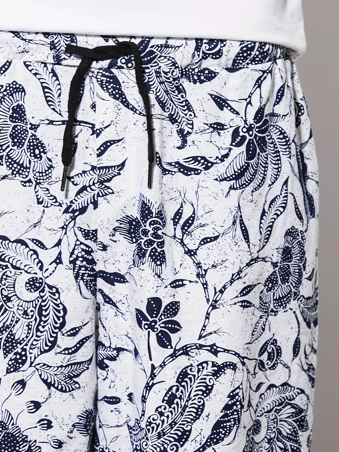 Flower Pattern Loose Cropped Pants for Men
