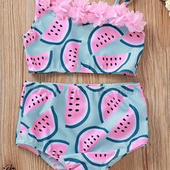 Watermelon Print Swinsuit Kid's Crop Top & Shorts