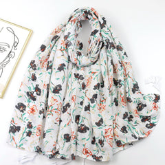 Floral Print Scarf Boho Tassel Shawl Classic Head Wrap