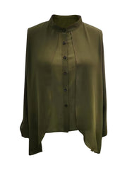 Lantern Sleeve Button Up Blouse