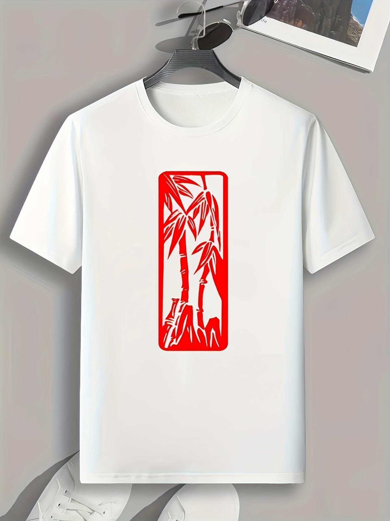 Bamboo Pattern Print Men's Sports T-shirt Graphic Tee