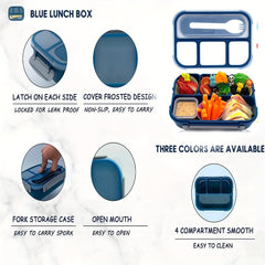 Bento Lunch Box 4 Compartment Containers with Fun Accessories