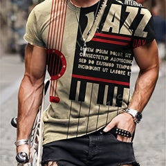 Men's Jazz Instrument Graphic T Shirt for Summer Outdoor Wear