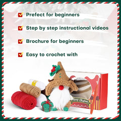 Christmas Gnome Crochet Kit Pumpkin Ghost Dwarf Crocodile Hand Knitting Beginner