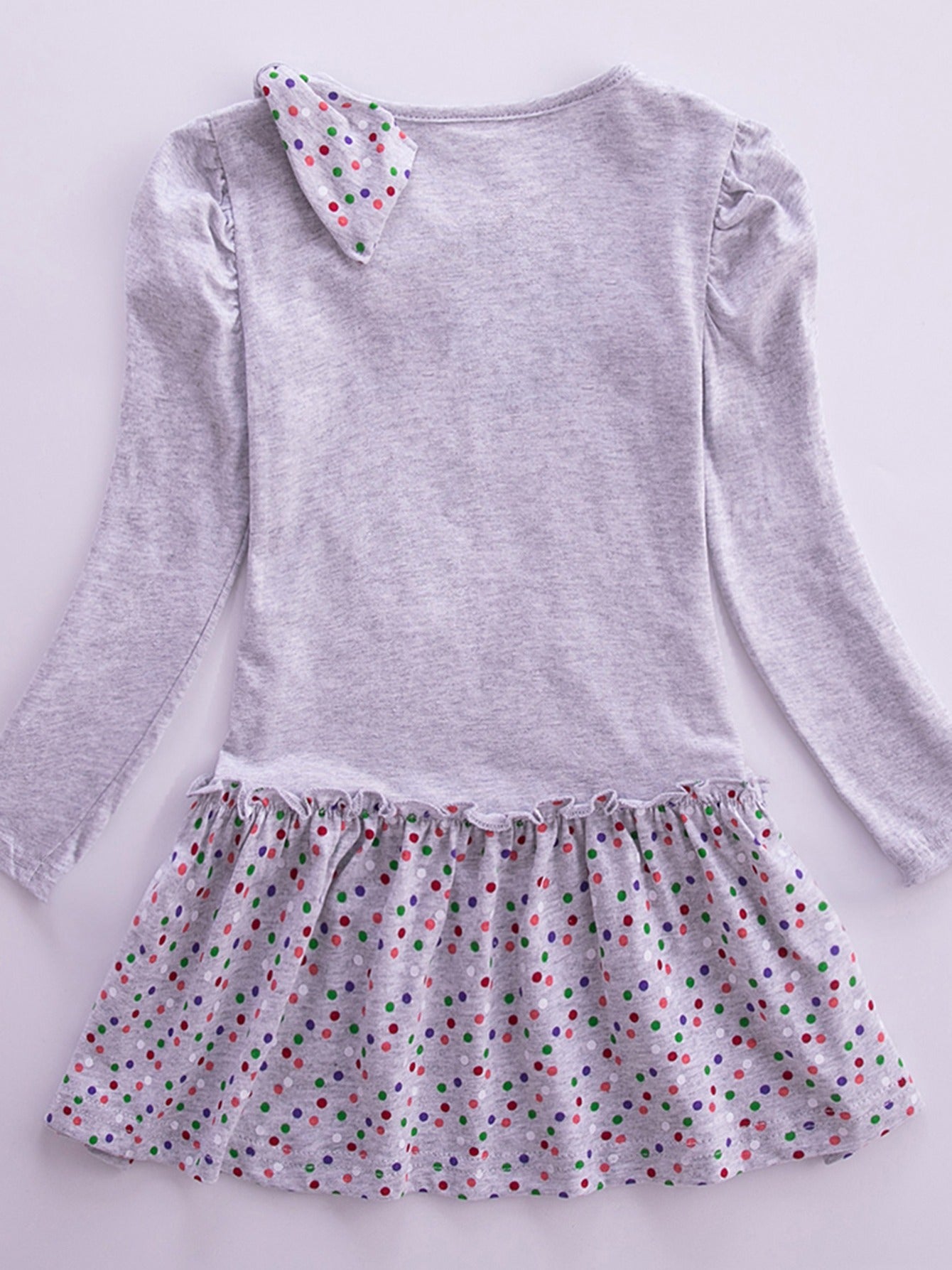 Purple Spot Cartoon Dress Long Sleeved