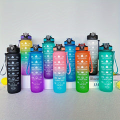 1000ml Gradient Water Bottle with Time Marker & Strap