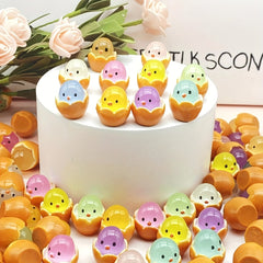 56pcs DIY Mini Eggshell Chicks Glow-in-the-Dark Resin Mini Toys