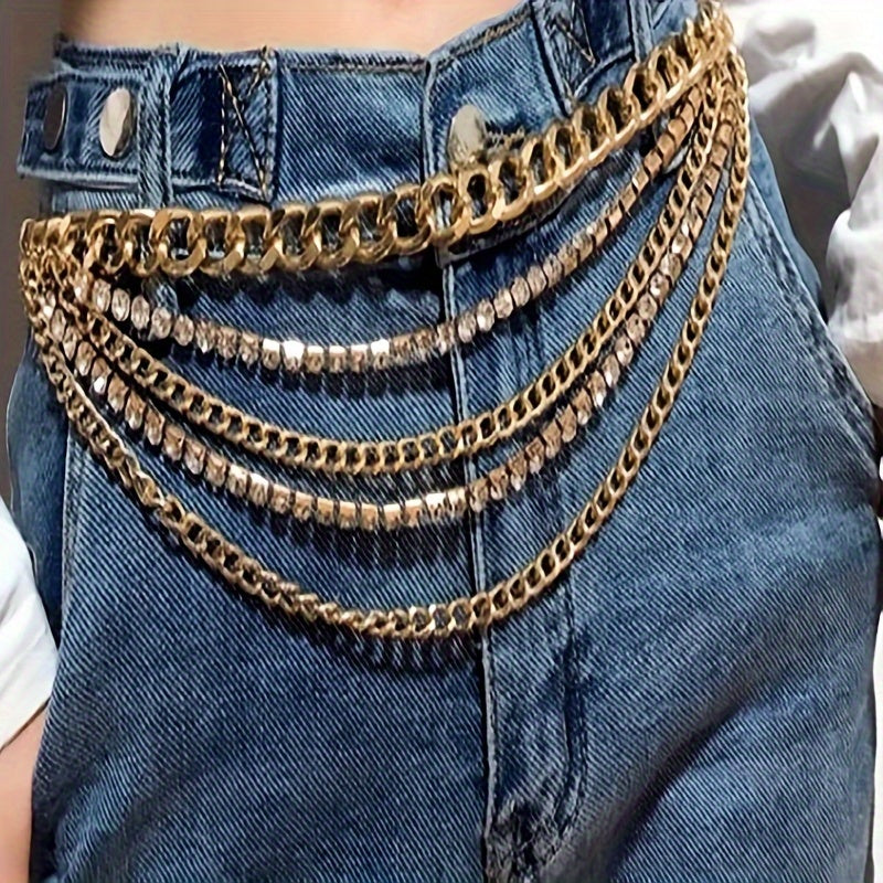 Rhinestone Tassel Waist Chain for Women