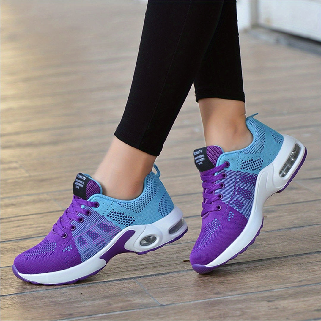 Contrast Knit Sneakers Air Cushion Non slip Running Shoes