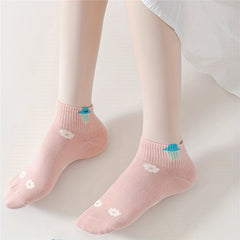 5 Pairs Floral Print Short Socks Women's Stockings & Hosiery