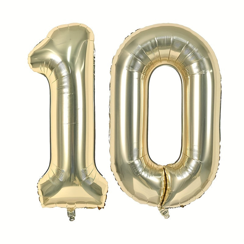 2pcs Golden Number Balloons 101 6 Cm Light Golden Aluminum Foil