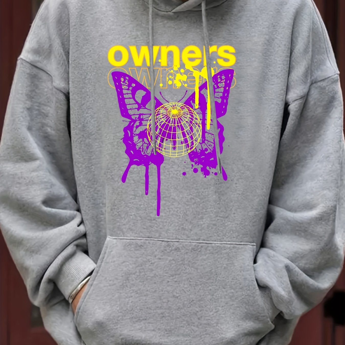 Men's Casual Butterfly Print Hooded Sweatshirt