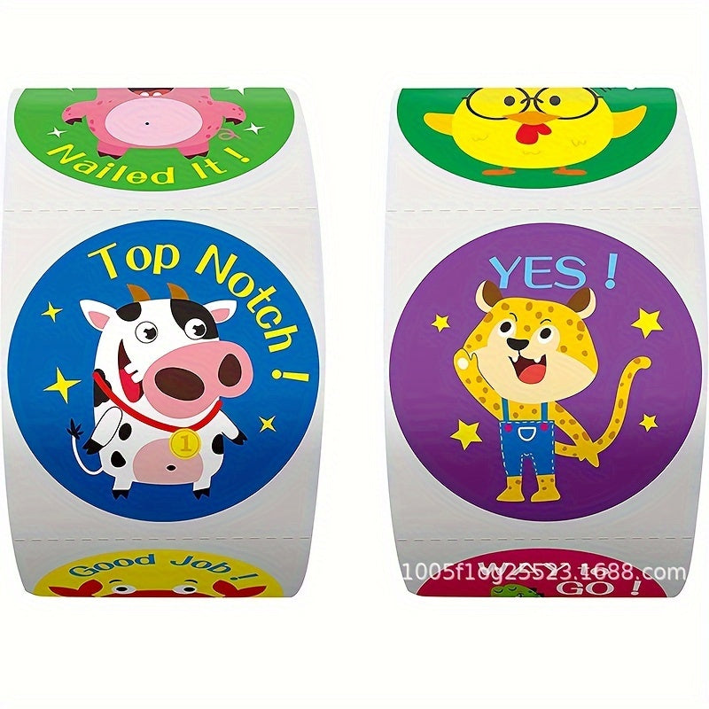 500 Animal Thank You Stickers Roll Adhesive Labels