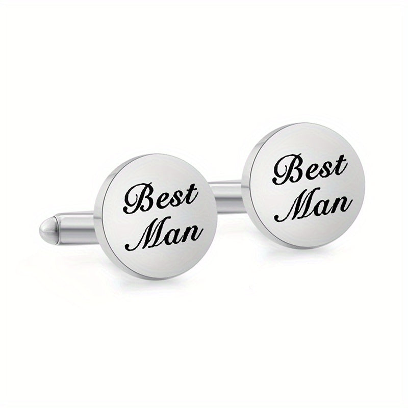 Stainless Steel I LOVE YOU & Man Cufflinks Stylish Men's Accessory