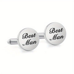 Stainless Steel I LOVE YOU & Man Cufflinks Stylish Men's Accessory